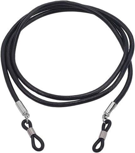 Cowhide Eye Glasses Holder Around Neck Strap Universal Glasses Lanyard String Genuine Leather Eyewear Retainer Cord Eyeglass Holder Chain for Men Women Sunglass(Black) in Saudi Arabia