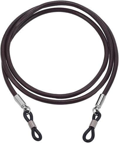Cowhide Eye Glasses Holder Around Neck Strap Universal Glasses Lanyard String Genuine Leather Eyewear Retainer Cord Eyeglass Holder Chain for Men Women Sunglass(Black) in Saudi Arabia