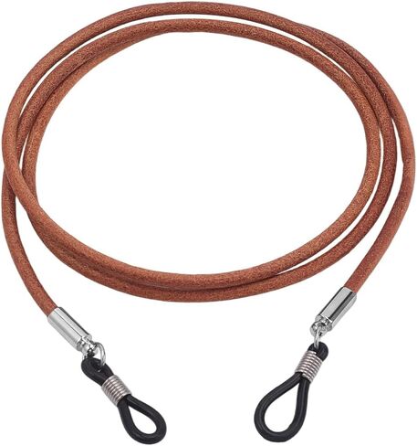 Cowhide Eye Glasses Holder Around Neck Strap Universal Glasses Lanyard String Genuine Leather Eyewear Retainer Cord Eyeglass Holder Chain for Men Women Sunglass(Black) in Saudi Arabia