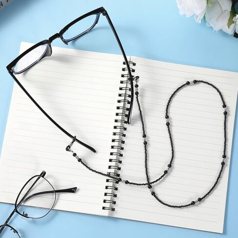 سلاسل نظارات سوداء مطرزة، حزام حامل النظارات الشمسية الأنيق للنساء، حزام نظارات العين حول الرقبة نظارات الحبل in Kuwait