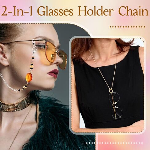 BOXOB 6pcs Eyeglass Chains for Women, Beaded Glasses Necklace, Stylish Sunglasses Strap Holder around Neck, Mask Lanyard Loop with Adjustable Eyeglass Chain Ends for Adult Women Men in Saudi Arabia