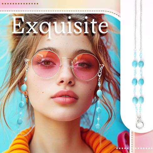 BOXOB 6pcs Eyeglass Chains for Women, Beaded Glasses Necklace, Stylish Sunglasses Strap Holder around Neck, Mask Lanyard Loop with Adjustable Eyeglass Chain Ends for Adult Women Men in Saudi Arabia