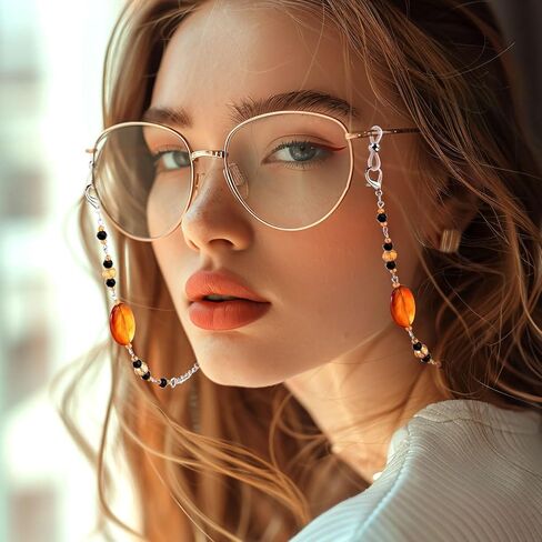 BOXOB 6pcs Eyeglass Chains for Women, Beaded Glasses Necklace, Stylish Sunglasses Strap Holder around Neck, Mask Lanyard Loop with Adjustable Eyeglass Chain Ends for Adult Women Men in Saudi Arabia