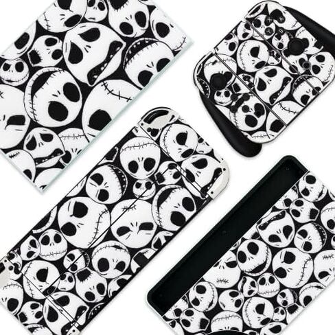 BelugaDesign Skulls Switch Skin | Gothic Black White Halloween Sticker Wrap Decal | Compatible with Nintendo Switch Standard Old in Kuwait