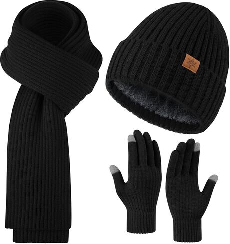 Premillow Winter Beanie Hat Scarf Gloves Set for Women, Slouchy Womens Winter Hats Long Scarf Touchscreen Gloves 3 in 1 Set in Saudi Arabia