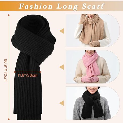 Premillow Winter Beanie Hat Scarf Gloves Set for Women, Slouchy Womens Winter Hats Long Scarf Touchscreen Gloves 3 in 1 Set in Saudi Arabia