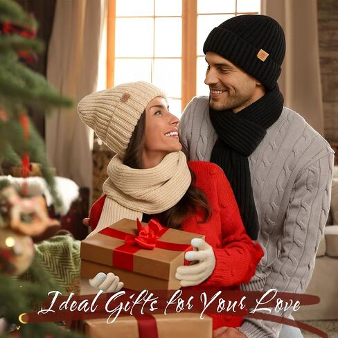 Premillow Winter Beanie Hat Scarf Gloves Set for Women, Slouchy Womens Winter Hats Long Scarf Touchscreen Gloves 3 in 1 Set in Saudi Arabia