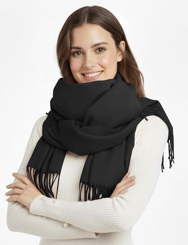 BFONS Winter Sarf for Womens, Fashion Long Shawls Wraps Pure Color, Cashmere Scarf Pashmina Shawls Wraps for Wedding Party in Saudi Arabia
