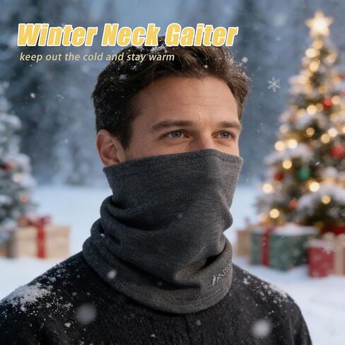 ISQ 2-Piece Winter Warm Neck Gaiter Set Soft Wool Neck Warmer Cold Weather Ski Mask Scarf for Men&Women in Saudi Arabia