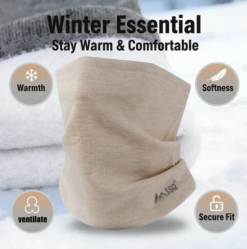 ISQ 2-Piece Winter Warm Neck Gaiter Set Soft Wool Neck Warmer Cold Weather Ski Mask Scarf for Men&Women in Saudi Arabia