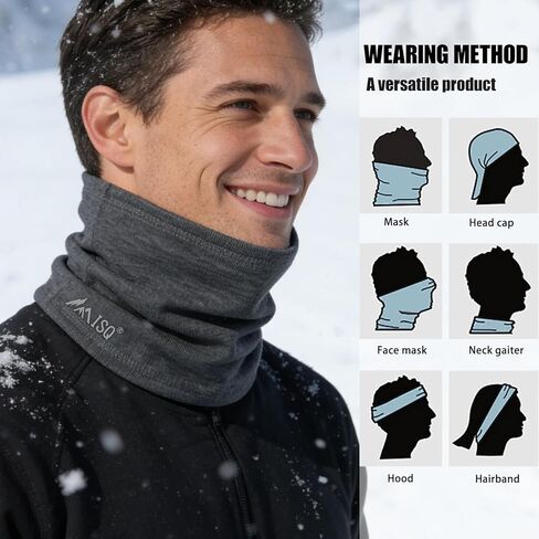 ISQ 2-Piece Winter Warm Neck Gaiter Set Soft Wool Neck Warmer Cold Weather Ski Mask Scarf for Men&Women in Saudi Arabia