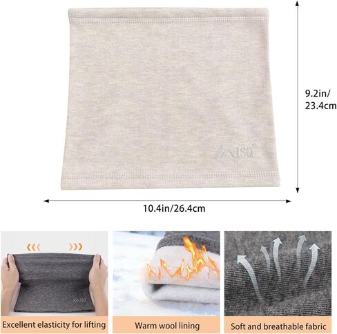 ISQ 2-Piece Winter Warm Neck Gaiter Set Soft Wool Neck Warmer Cold Weather Ski Mask Scarf for Men&Women in Saudi Arabia