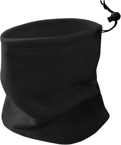 Double-layer Thick Fleece Neck Gaiter with drawstring, Winter Beanie for Big Heads, Warmer Scarf for Men Women in Saudi Arabia