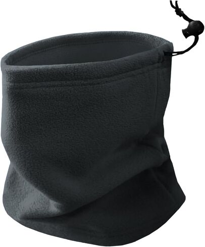 Double-layer Thick Fleece Neck Gaiter with drawstring, Winter Beanie for Big Heads, Warmer Scarf for Men Women in Saudi Arabia