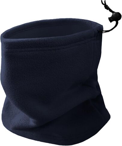 Double-layer Thick Fleece Neck Gaiter with drawstring, Winter Beanie for Big Heads, Warmer Scarf for Men Women in Saudi Arabia
