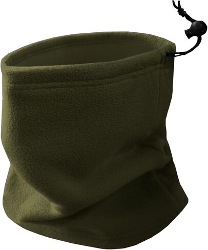 Double-layer Thick Fleece Neck Gaiter with drawstring, Winter Beanie for Big Heads, Warmer Scarf for Men Women in Saudi Arabia