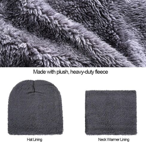 Winter Knit Beanie Hat Neck Warmer Scarf and Touch Screen Gloves Set 3-Piece, Fleece Lined for Commute Outdoor Cold Weather, Black in Saudi Arabia