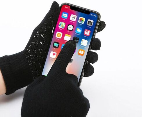 Winter Knit Beanie Hat Neck Warmer Scarf and Touch Screen Gloves Set 3-Piece, Fleece Lined for Commute Outdoor Cold Weather, Black in Saudi Arabia