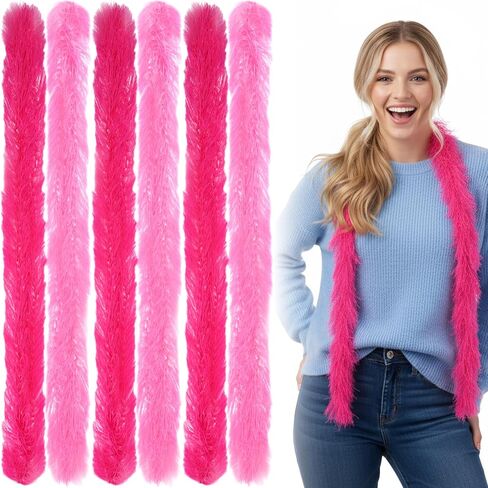 16PCS Feather Boas Bulk 5 Ft Pink Artificial Fluffy Boas for Wedding Birthday Tea Party Christmas Costume Scene Arrangement Decor in Kuwait