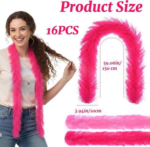 16PCS Feather Boas Bulk 5 Ft Pink Artificial Fluffy Boas for Wedding Birthday Tea Party Christmas Costume Scene Arrangement Decor in Kuwait
