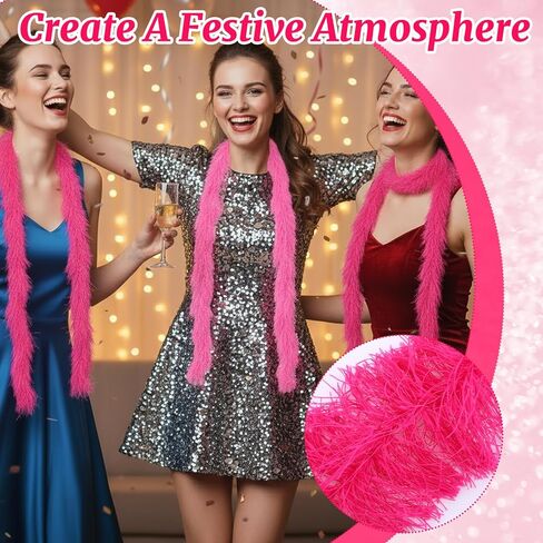 16PCS Feather Boas Bulk 5 Ft Pink Artificial Fluffy Boas for Wedding Birthday Tea Party Christmas Costume Scene Arrangement Decor in Kuwait