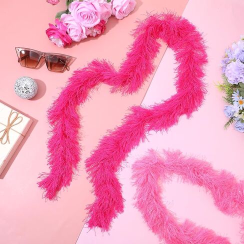 16PCS Feather Boas Bulk 5 Ft Pink Artificial Fluffy Boas for Wedding Birthday Tea Party Christmas Costume Scene Arrangement Decor in Kuwait