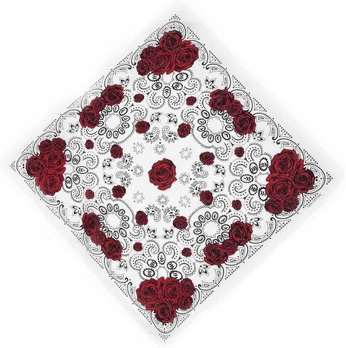 Cotton Bandanas Multiuse Head Wrap Oversized Scarf For Teenagers Boys Girls Rose Print 21inch Head Scarf in Saudi Arabia
