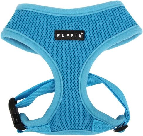 Puppia Soft Dog Harness No Choke Over-The-Head Triple Layered Breathable Mesh Adjustable Chest Belt and Quick-Release Buckle, Sky Blue, Medium in Saudi Arabia