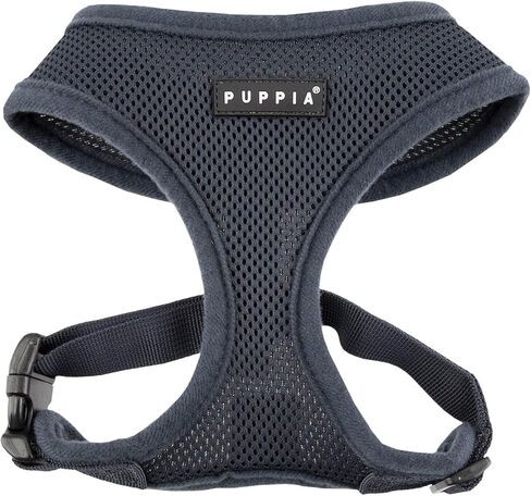 Puppia Soft Dog Harness No Choke Over-The-Head Triple Layered Breathable Mesh Adjustable Chest Belt and Quick-Release Buckle, Sky Blue, Medium in Saudi Arabia
