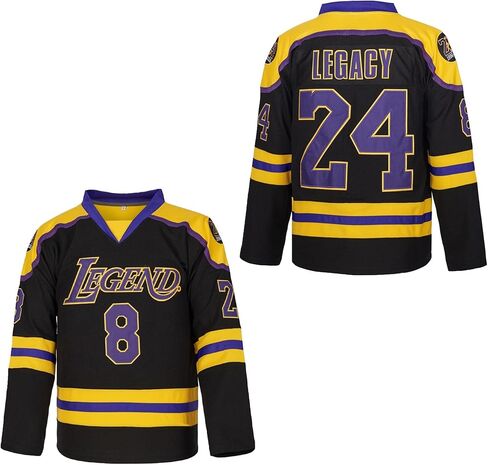 Youth's Legend 8 24 Movie Ice Hockey Jersey,Hip Hop Shirt Stitched for Kid in Saudi Arabia