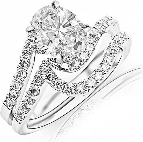 هيوستن دايموند ديستريكت LAB GROWN DIAMOND Curving Pave & Prong-set خاتم خطوبة ماسي دائري الشكل وقطع زفاف (G-H Color VS1-VS2 Clarity) in Kuwait