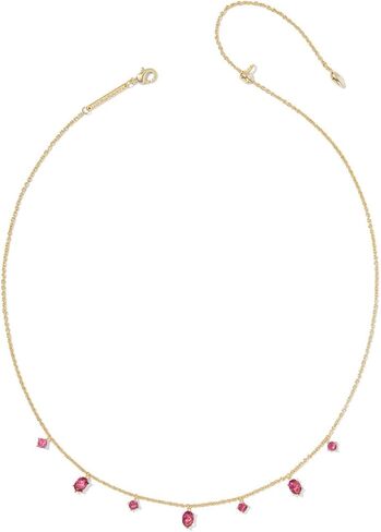 Kendra Scott Womens Cailin Delicate Strand Necklace Gold Red Crystal One Size, in Saudi Arabia