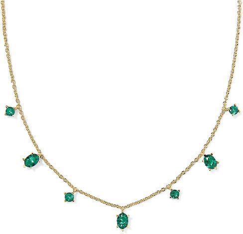 Kendra Scott Womens Cailin Delicate Strand Necklace Gold Green Crystal One Size, in Saudi Arabia