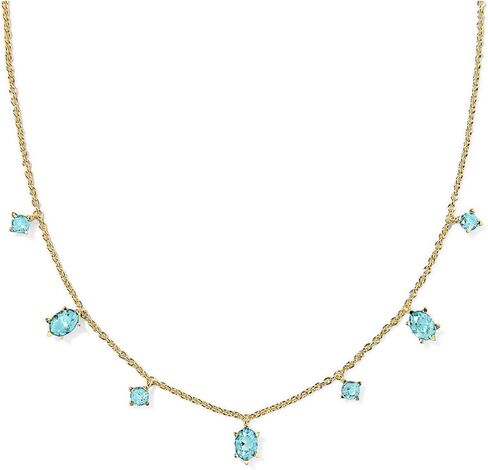 Kendra Scott Womens Cailin Delicate Strand Necklace Gold Aqua Crystal One Size, in Saudi Arabia