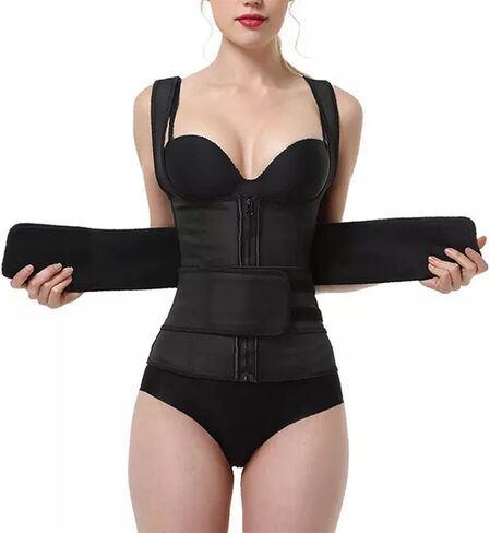 Women waist trainer corset vest compression sweat belly belt body shaper Weight Loss Breathable Hip Bodysuits in Saudi Arabia