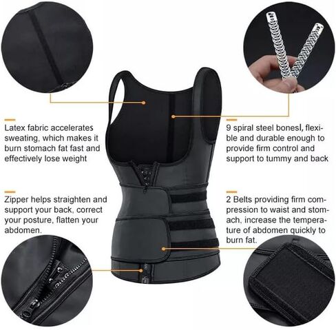 Women waist trainer corset vest compression sweat belly belt body shaper Weight Loss Breathable Hip Bodysuits in Saudi Arabia