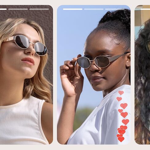 livho Retro Polarized Sunglasses - UV400 Protection, Oval Shape, Metal Frames - Matching Soft Case Inlcuded in Saudi Arabia