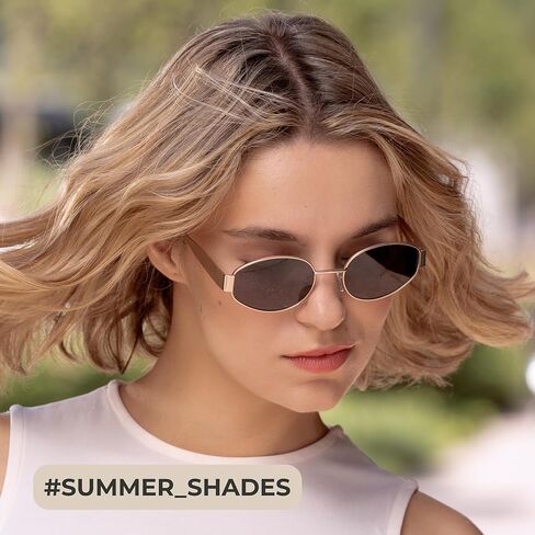 livho Retro Polarized Sunglasses - UV400 Protection, Oval Shape, Metal Frames - Matching Soft Case Inlcuded in Saudi Arabia