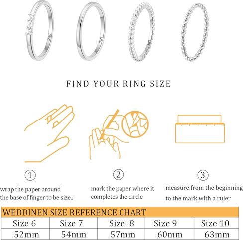 WEDDINEN 4PC Gold Rings for Women, S925 Sterling Silver 14k Gold Filled Plated Stackable Thin Thumb Ring Set Cubic Zirconia Dainty Stack Gold Knuckle Rings Set Size 6-10 in Saudi Arabia