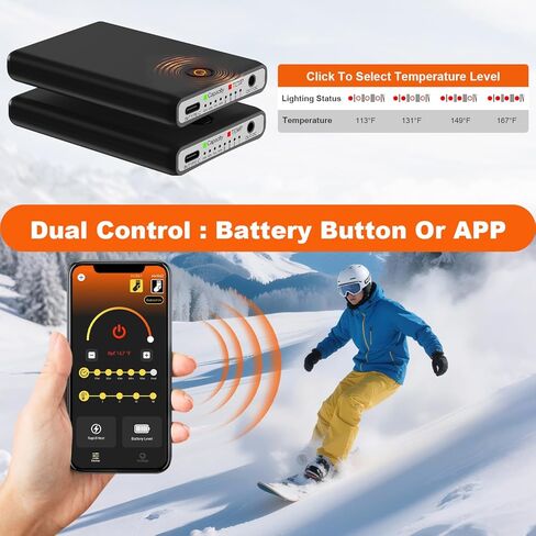 جوارب ساخنة 8000 مللي أمبير للرجال والنساء مع التحكم في التطبيق، بطارية قابلة لإعادة الشحن ذات سعة كبيرة، تسخين 360 درجة، جوارب شتوية كهربائية، تسخين نعل القدم، جهاز تدفئة القدم للتزلج والمشي لمسافات طويلة (أخضر داكن-أصفر) in Kuwait