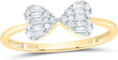 Jewels By Lux 10kt Yellow Gold 1/5 Cttw Diamond Fashion Bow Wedding Engagement Anniversary Ring, Women Size: 5-9 in Saudi Arabia