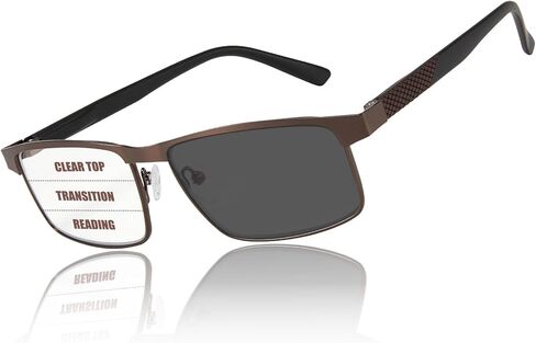 Photochromic Multifocus Progressive Reading Glasses Men Blue Light Blocking Metal Multifocal Readers Spring Hinge in Saudi Arabia