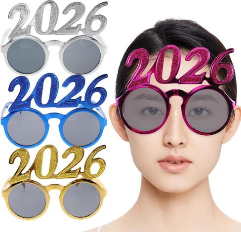 Garneck 4pcs 2026 New Year Glasses Funny Number Sunglasses for New Years Eve Celebration Photo Booth Props Plastic Class of 2026 Glasses in Saudi Arabia