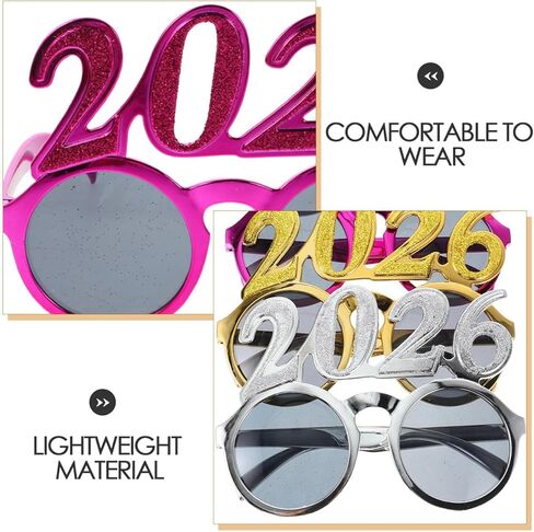 Garneck 4pcs 2026 New Year Glasses Funny Number Sunglasses for New Years Eve Celebration Photo Booth Props Plastic Class of 2026 Glasses in Saudi Arabia