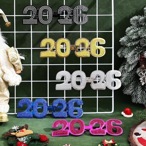 10 قطع من نظارات ليلة رأس السنة 2026 من كيسانجل - نظارات حفلات بلاستيكية لامعة نظارات حفلات رأس السنة الجديدة لاحتفالات التخرج وعطلات كشك الصور in Kuwait