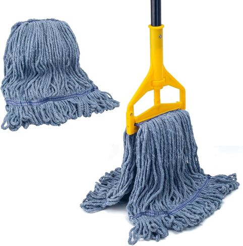 KeFanta 60 Inch Loop-End String Mop Heavy Duty Commercial Mops for Floor Cleaning,Industrial Cotton Wet Mop with Extra Mop Head Replacement(Green) in Kuwait