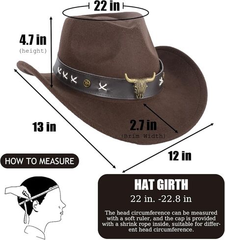 Vintage Western Cowboy Hat for Men Women,Wide Brim Stylish Cowboy Hat for Men & Women,Accessories Outdoor Sun Hat(Brown) ﻿ in Saudi Arabia