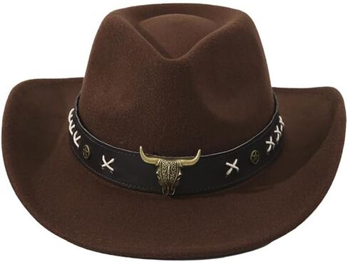 Vintage Western Cowboy Hat for Men Women,Wide Brim Stylish Cowboy Hat for Men & Women,Accessories Outdoor Sun Hat(Brown) ﻿ in Saudi Arabia