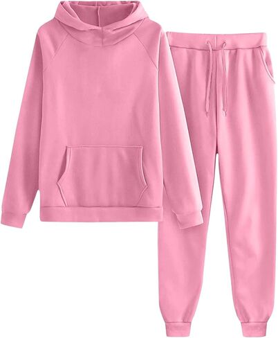 Boys Girls 2 Piece Sweatsuit Fleece Hoodie Sweatshirt and Sweatpants Fall Winter Athletic Tracksuit 2025 Comfy Airport Outfit in Saudi Arabia