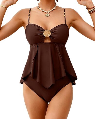 XUNYU Women Tankini Swimsuit Tummy Control Two Piece Bathing Suit Flowy Full Coverage Swim Suits High Waisted Modest Swimwear in Saudi Arabia